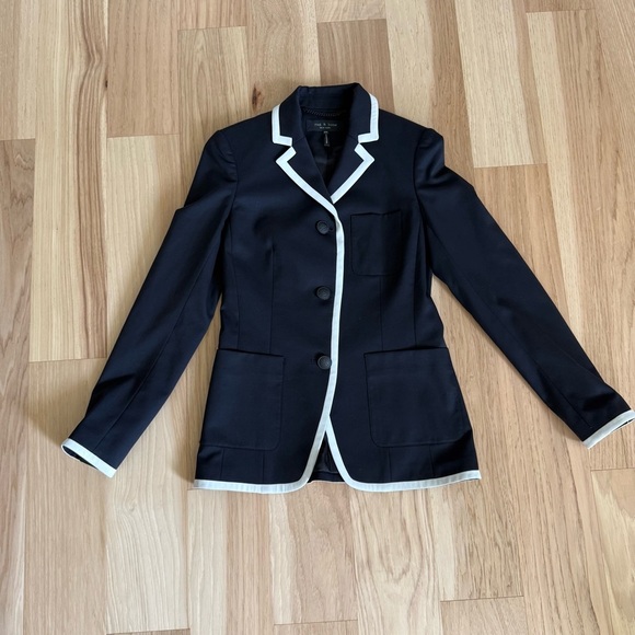 RAG & BONE Uni Contrast Piping Wool Blend Blazer Size 00 - Picture 14 of 16